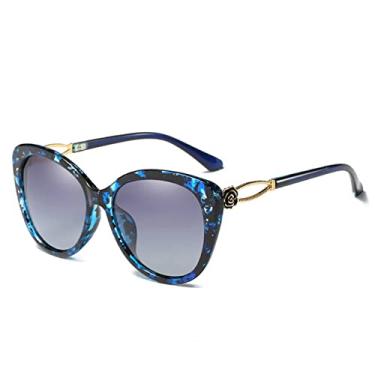 Imagem de Óculos de Sol Polarizado Olho de Gato Filme Colorido Anti UV Óculos de Sol Flores Óculos de Sol Mulheres Designer Peixe, C05Flor Duplo Cinza, Embalagem A