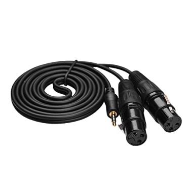 Imagem de Qudai Cabo de áudio XLR duplo de 3,5 mm a fêmea de 1/8 de polegada a 3 núcs Cabo de áudio XLR duplo de 4,9 pés Adaptador de áudio TRS Cabo de microfone estéreo