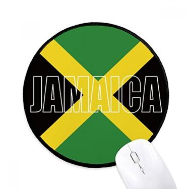 Imagem de DIYthinker Mouse pad com nome da bandeira do país da Jamaica para mesa de escritório tapete redondo para computador
