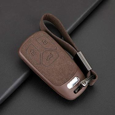 Imagem de YJADHU Capa de couro TPU para chave de carro capa de chave inteligente, apto para Audi A5 Q7 S4 S5 A4 B9 Q7 A4L 4m TT TTS RS 8S 2016 2017 2018, B marrom