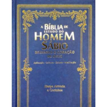 Imagem de Bíblia Do Homem Sábio Segundo O Coração De Deus Arc c/ Harpa Capa Dura - Clássica Azul