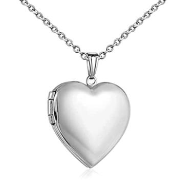 Imagem de Cordão com Pingente em Aço Inox Coração Relicário Momentos
