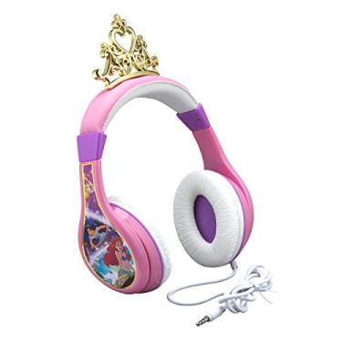 Imagem de Disney Princess Kids Headphones, Adjustable Headband, Stereo Sound, 3.5Mm Jack, Wired Headphones for Kids, Tangle-Free, Volume Control, Foldable, Childrens Headphones Over Ear for School Home, Travel