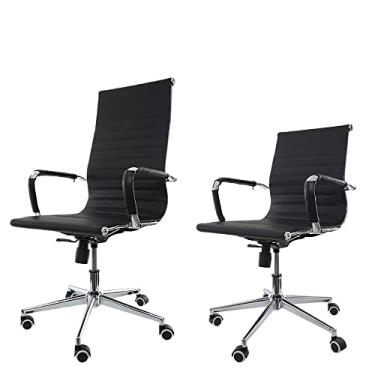 Imagem de Kit Cadeira de Escritório Presidente Ergonômica Giratória Confortável Stripes + Cadeira de Escritório Simples Diretor Stripes Preta