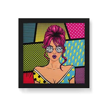 Imagem de Arte Maníacos Quadro Decorativo em Madeira PWR GRL Pop Art - 30x30cm (Moldura caixa em laca preta)