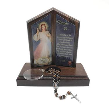Imagem de Oração de Mesa com Porta Terço Jesus Misericordioso
