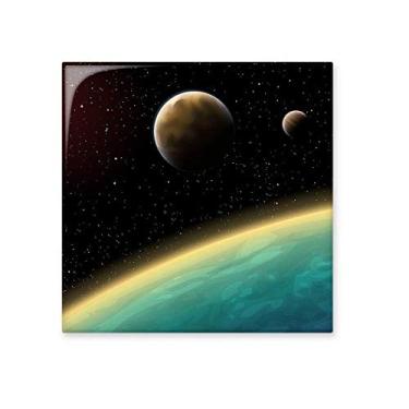 Imagem de Universo Planeta Galáxia Terra, Azulejo de cerâmica azul brilhante Decalque de tijolos vitrificados