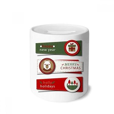 Imagem de DIYthinker Caixa de moedas de cerâmica com ilustração de quadro colorido Feliz Natal porta-moedas presente de cofrinho