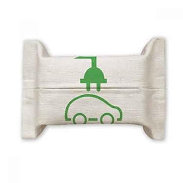 Imagem de Plugue de desenho animado para veículos de energia, protege o meio ambiente, capa de papel para lenços faciais, saco de linho de algodão