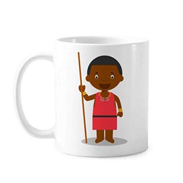 Imagem de Caneca de cerâmica preta Wild Kenya desenho art déco presente fashion caneca cerâmica café porcelana talheres