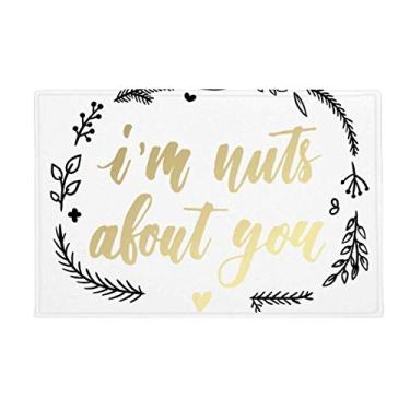 Imagem de DIYthinker I'n Nuts About You Tapete estilo citação antiderrapante, porta de cozinha para banheiro, 40,64 x 60,96 cm