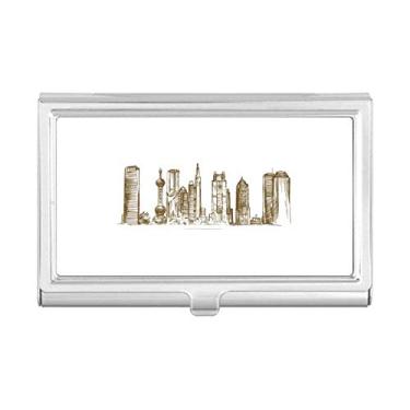 Imagem de Estojo porta-cartões Shanghai China Landmark Sketch