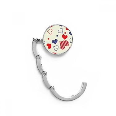 Imagem de Gancho de mesa de pentagrama em formato de coração azul vermelho com fecho decorativo dobrável