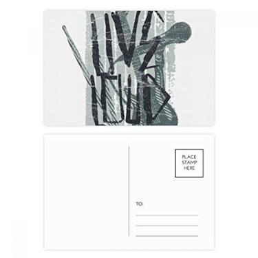 Imagem de Cartão postal de aniversário com estampa de instrumentos musicais de jazz cinza