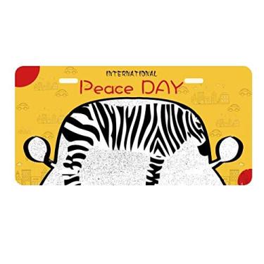 Imagem de DIYthinker Placa de licença preta com desenho de Pinto Natural Etiqueta Decoração de carro Dia da Paz