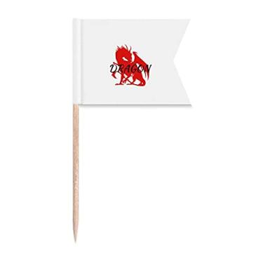 Imagem de Bandeiras de palito de dragão com asas de animal, mito do leste e oeste, marcação de etiquetagem para bolo de festa, comida de queijo