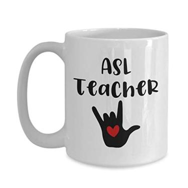 Imagem de Caneca ASL Teacher - Presentes para professores ASL - Caneca de café de 445 ml