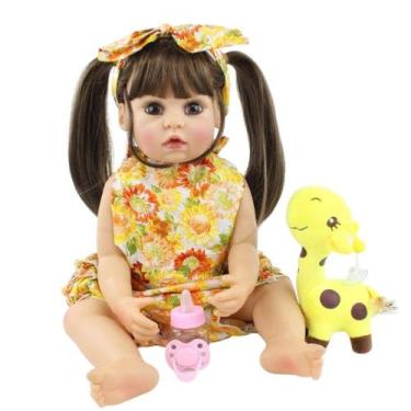 Brastoy Bebê Reborn Boneca Menina 100% Silicone 55cm Cachos em Promoção na  Americanas