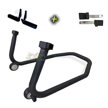 Imagem de Cavalete Traseiro Coyote para Motos Sem e Com Suporte/Slider de Balança - Preto (2 Pares de Suportes + 1 Cavalete)