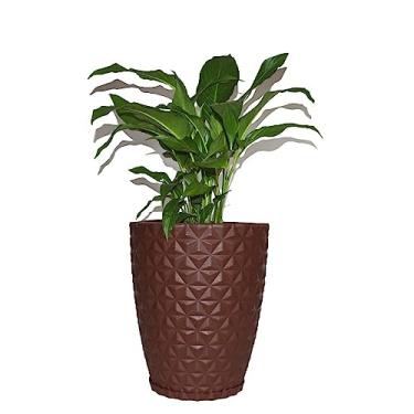 Imagem de Vaso Planta Decorativo Jardim Polietileno Coluna Diamante 35x42 Cor:Marrom