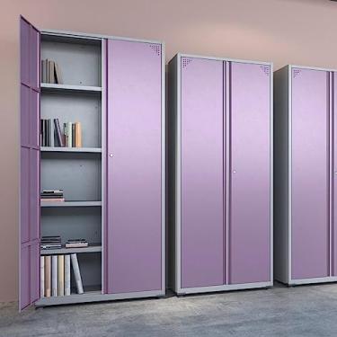 Imagem de Armário 2 Portas 4 Prateleiras Aço Ap402sl Pandin Móveis Cinza/lilás