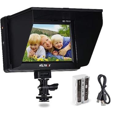 Imagem de VILTROX Monitor de Campo HDMI DC-70 II 4K 7" TFT LCD HD Video Monitor HDMI AV Entrada 1024 600 para Câmera DSLR Canon Nikon + Bateria Recarregável NP-F550 + Carregador