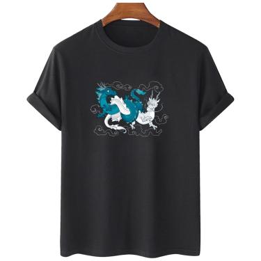 Imagem de Camiseta feminina algodao Dragões Chineses de Água e Gelo