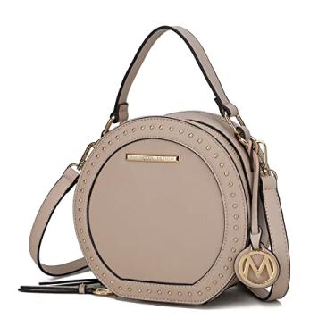Imagem de MKF Collection Bolsas redondas transversais para mulheres e bolsas, bolsa de couro PU bolsa de mão pequena lateral carteiro, Bege Lydie, Medium
