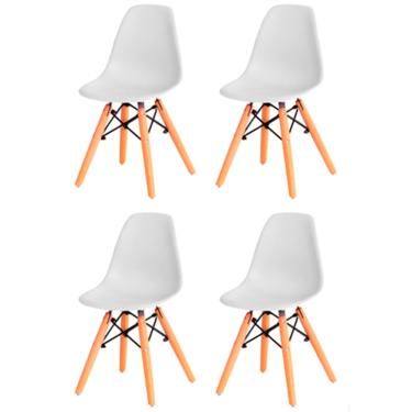 Imagem de Kit com 4 Cadeira Flórida Kids Com Assento em Polipropileno e Base Madeira Fratini - Branco