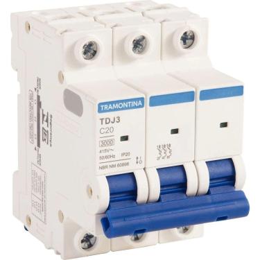 Imagem de Disjuntor Tripolar TDJ3 Curva C 20A - Tramontina