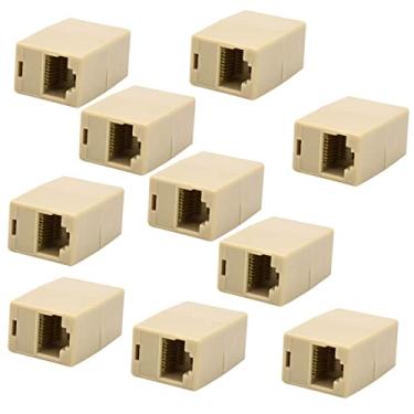 Imagem de ZEZEFUFU 10 peças de interface RJ45 fêmea de rede Ethernet LAN conector adaptador acoplador extensor