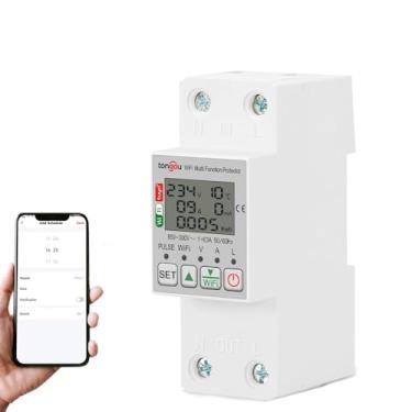 Imagem de WiFi Medidor de energia inteligente com medição de tensão Energia Monitoramento de eletricidade Protetor de vazamento 63A AC85-300V com display LCD Suporte APP Controle remoto Compatível