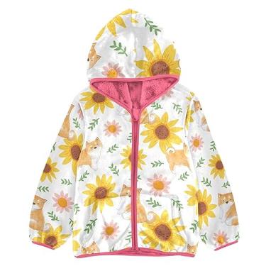 Imagem de KLL Girassóis Flor Shiba Inu Jaqueta de Lã Infantil Bebê Meninos Jaquetas Rosa Infantil Menino Jaqueta com Zíper 3T, Girassóis, flor, Shiba Inu, 6 Anos