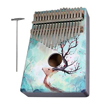 Imagem de Piano de polegar de 17 teclas, piano de dedo portátil Mbira Sanza para crianças adultos iniciantes Marimbas presente musical, com instruções de estudo e martelo de afinação YiLuYouNi