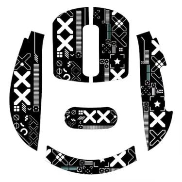 Imagem de Fita de aderência antiderrapante para mouse, fita adesiva universal pré-cortada para peles de mouse sem fio Superlight, resistente ao suor, punhos laterais refinados elásticos, fácil de aplicar, ultrafino 0,5 mm (0,02 pol.) - Preto