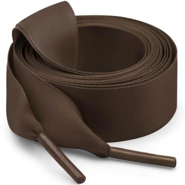 Imagem de Cadarços de fita de cetim plana WegoODZF 2 cm de largura para mulheres meninas [2 pares], 15 Chocolate, 51.18"Inch (130CM)