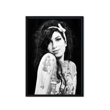 Imagem de Quadro Decorativo Amy Winehouse Black White Sala 33X43cm - Art Parede