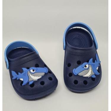 Imagem de Babuche Azul Shark Confortável Menino Praticidade - Pikiboo Shoes
