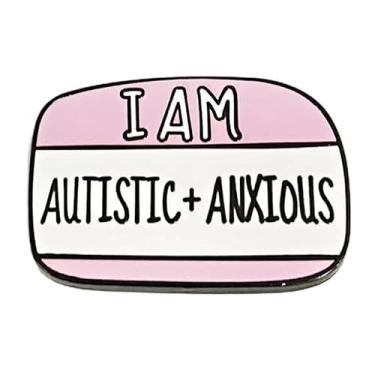 Imagem de Broche de lapela esmaltado I am Autistic and Anxious, distúrbios de autismo e ansiedade, broche de metal oculto para mochilas, Metal, Sem Pedra Preciosa