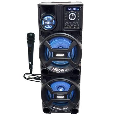 Imagem de Caixa Som Amplificada Bluetooth 1400W Rms Woofer Mp3 Usb Led Bivolt ACA 1402 Titan Black Microfone