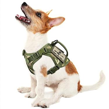 Imagem de Peitoral tático para filhotes, coletes militares ajustáveis para cães pequenos, treinamento ao ar livre, com alça (PP, camuflagem)