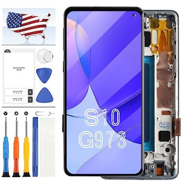 Imagem de Substituição de tela TFT para Samsung Galaxy S10 SM-G973F SM-G973U SM-G973W SM-G9730 Display LCD Touch Screen Panel Digitalizador Vidro Kit de peças de reparo (preto com moldura, sem impressão