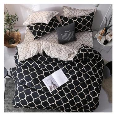 Imagem de Jogo de cama de luxo preto, tamanho casal, tamanho casal, roupa de cama de poliéster, conjunto de capa de edredom com fronha (2 solteiros)