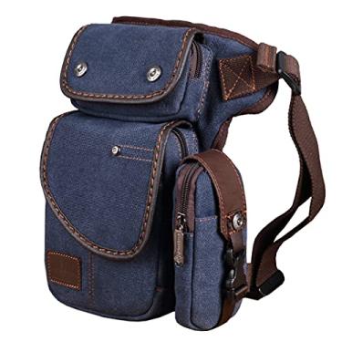 Imagem de Mochila masculina de lona, para ciclismo, atividades ao ar livre, esportes, trilhas, atividades ao ar livre, #15Denim Blue, Bolsa de perna para caminhada