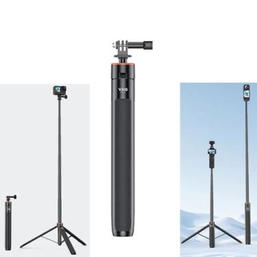 Imagem de LICHIFIT Bastão de selfie de tripé extensível para DJI OSMO Pocket 3/Action 4 comprimento ajustável 138 cm haste de extensão para câmera de ação Insta360 ONE X3/X2 Suporte de montagem de base de