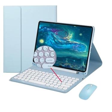 Imagem de HAOWSTRANG Capa de teclado para iPad Air 13 polegadas (M2) 2024, teclado magnético removível sem fio ABNT2 Bluetooth com suporte para caneta, função Sono/Despertar automático (Azul)