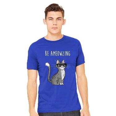 Imagem de TeeFury - Be Ameowzing - Camiseta masculina animal, gato, Azul marino, P