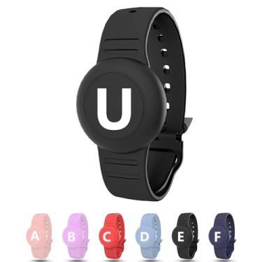 Imagem de Pulseira à prova d'água para AirTag Kids, suporte oculto com letra inicial personalizada compatível com Air Tag, capa de silicone para AirTag, rastreador GPS antiperda ajustável para crianças mais