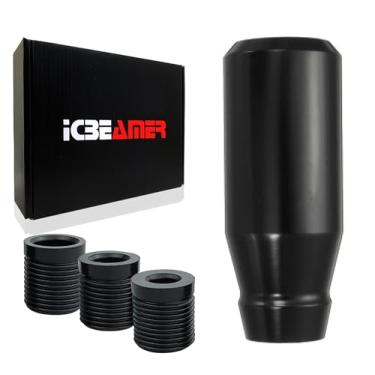 Imagem de ICBEAMER Botão de câmbio de alumínio preto, ajuste automático e veículos de transmissão manual de 4, 5 e 6 velocidades, alavanca de câmbio de engrenagem interior do carro, peças de reposição automotivas, 1 peça