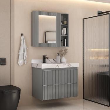 Imagem de Gabinete para Banheiro Suspenso Ripy 80cm sem Lavatório Cinza